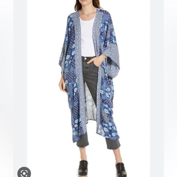 Treasure Bond Navy Floral Mix Duster One Size - Picture 1 of 6